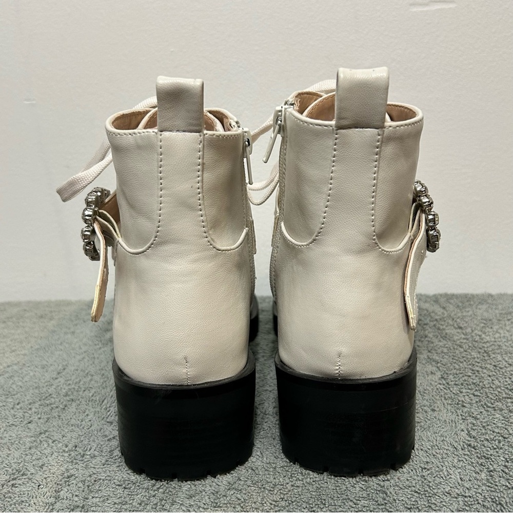 New! Nanette Lepore Irina Jeweled Combat Style Boots - Picture 7 of 15
